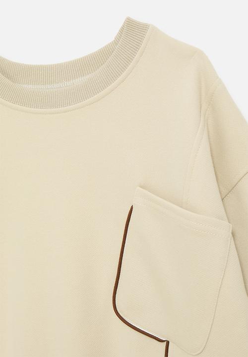 Pop Candy - Sweat top with brown piping detail - neutral