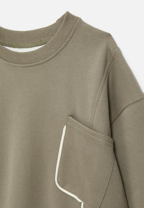 Pop Candy - Sweat top with white piping detail - grey taupe