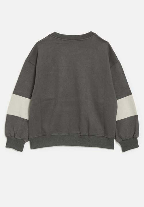 Pop Candy - Colour block sweatshirt - charcoal/light grey