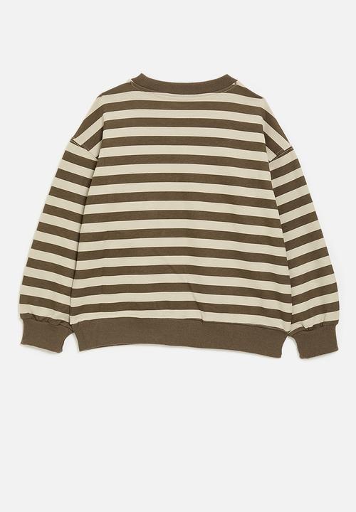 Pop Candy - Sweatshirt with cargo pocket - brown stripes
