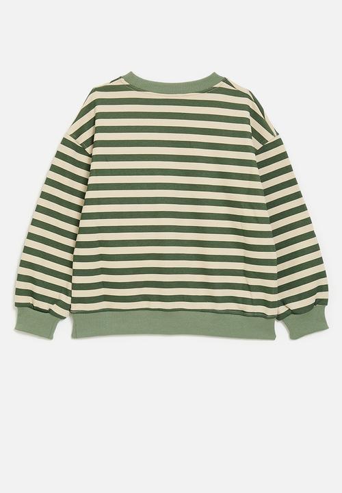Pop Candy - Sweatshirt with cargo pocket - green stripes