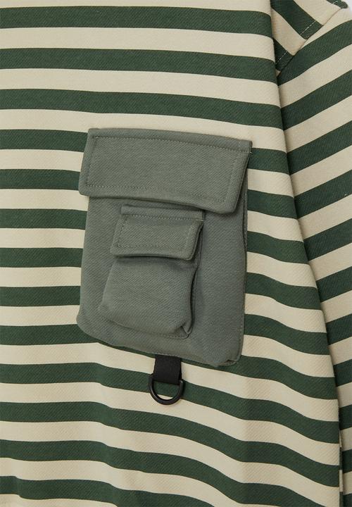 Pop Candy - Sweatshirt with cargo pocket - green stripes