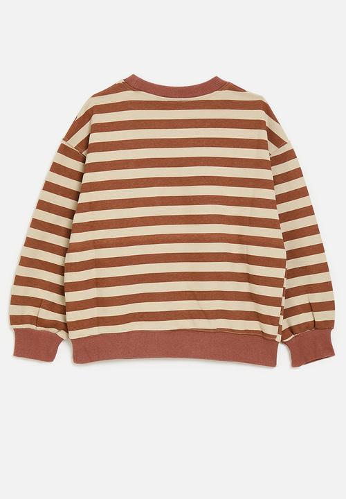 Pop Candy - Sweatshirt with cargo pocket - burnt orange stripes