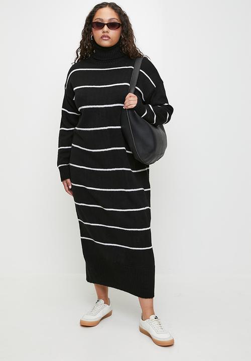 Trendyol - Maxi Straight Cut Knitwear Dress - Black