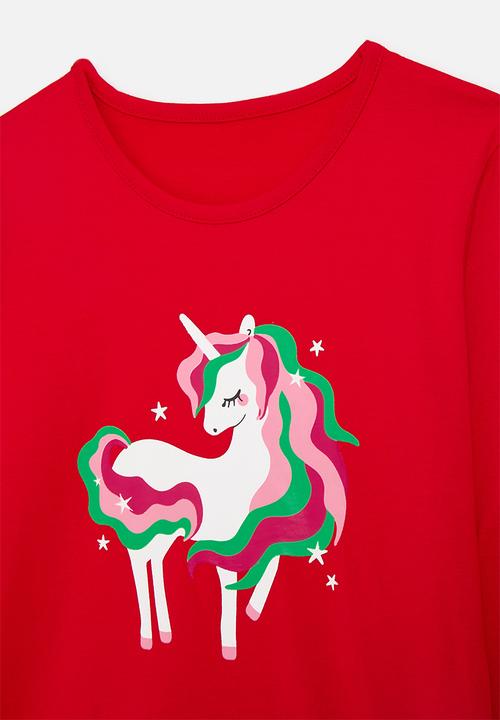 Pop Candy - Printed tee - red/white unicorn