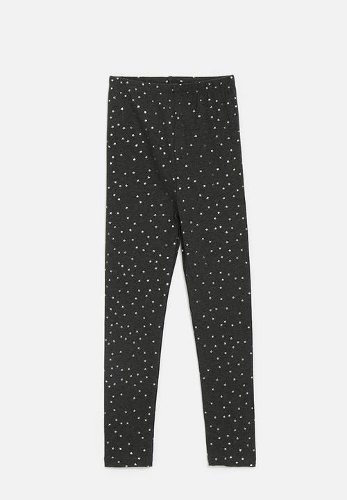 Pop Candy - Metallic star printed leggings - dark charcoal