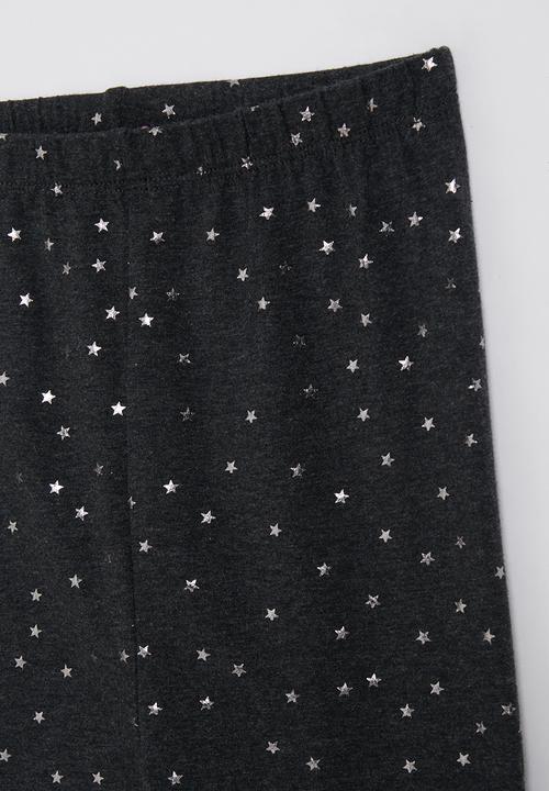 Pop Candy - Metallic star printed leggings - dark charcoal