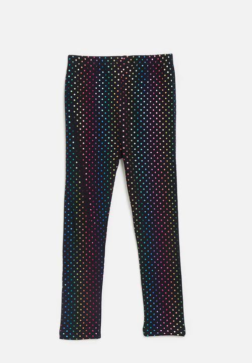 Pop Candy - Shimmering polka dot leggings - black/multicolour