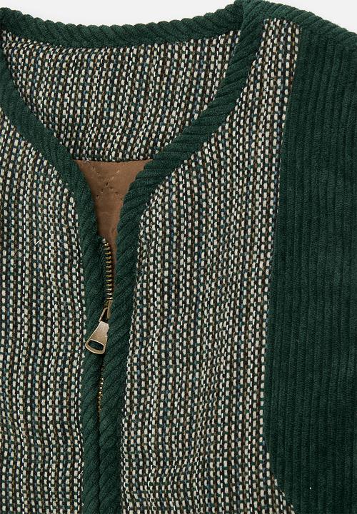 Pop Candy - Knit utility vest with contrast panels - dark green/multi