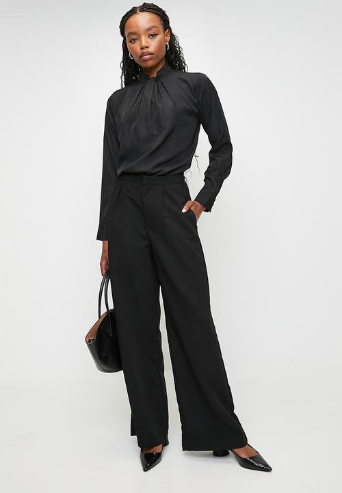 POLO - Wmn cristina ls knot neck blouse - black