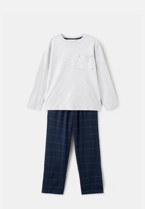MANGO - Pyjama SQUARES - Navy