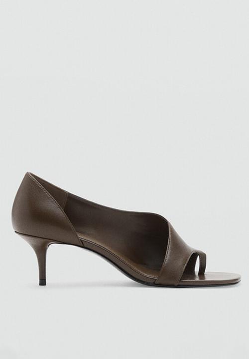 MANGO - Carto leather heel - beige/khaki