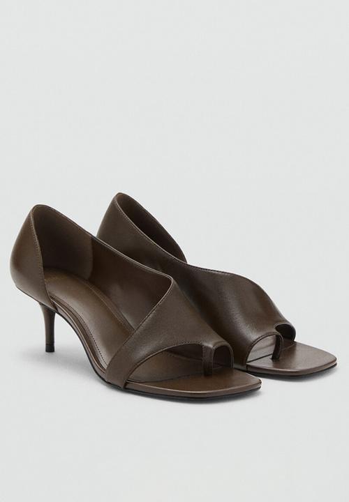 MANGO - Carto leather heel - beige/khaki