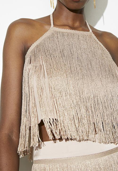 VELVET - Fringed halter top - Champagne
