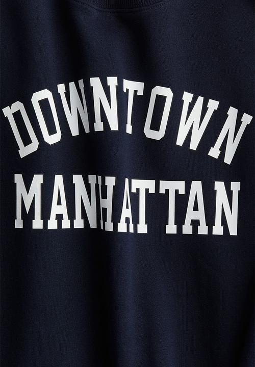 H&M - Text-motif sweatshirt - navy blue/manhattan