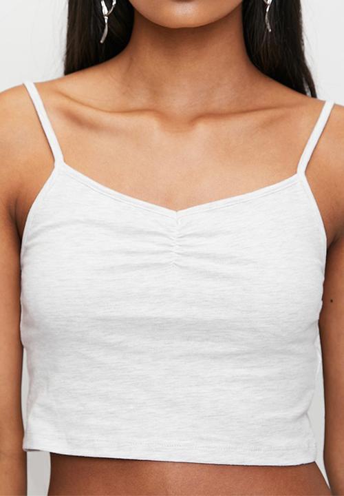 H&M - Cropped strappy top - grey