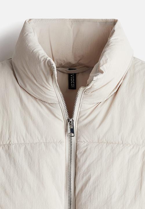H&M - Short puffer gilet - light greige