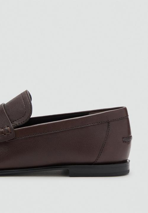 MANGO - Moca leather loafer - dark brown