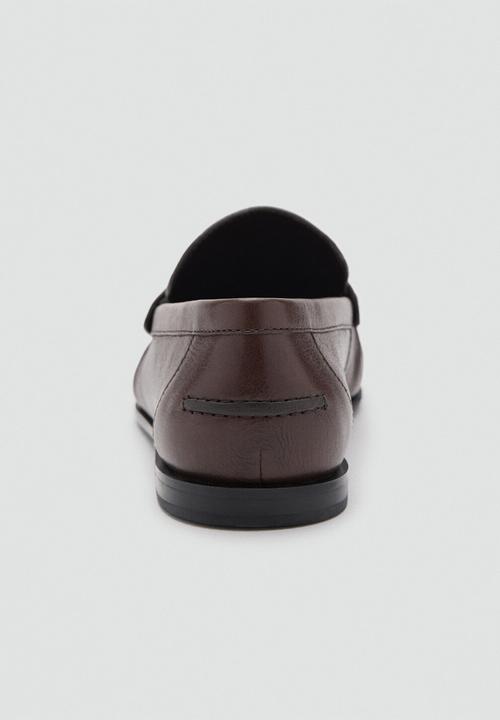 MANGO - Moca leather loafer - dark brown