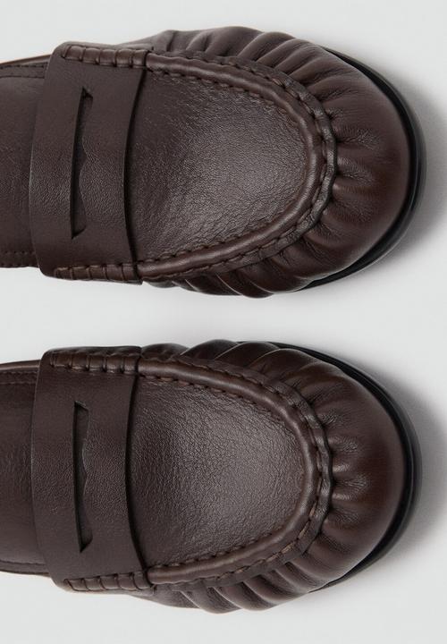MANGO - Moca leather loafer - dark brown