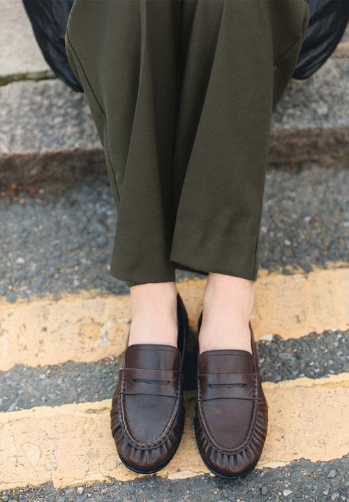 MANGO - Moca leather loafer - dark brown