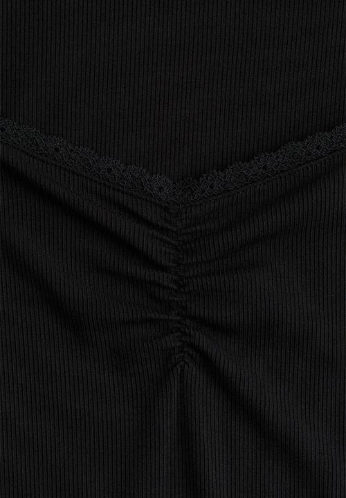 H&M - Lace-trimmed ribbed top - black