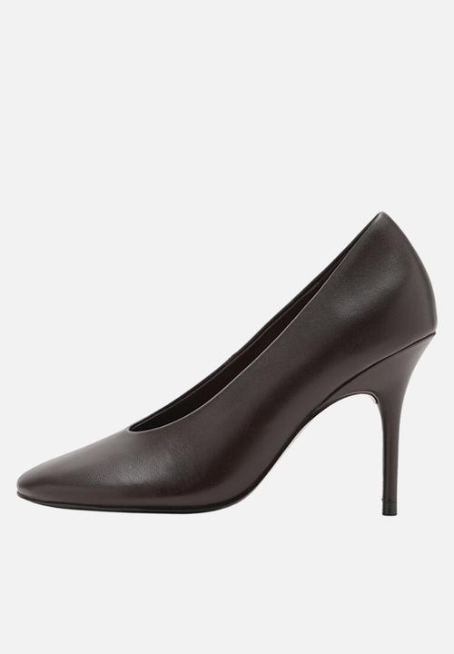MANGO - Antonia leather heel - dark brown