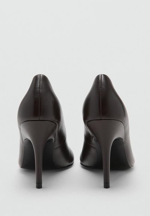 MANGO - Antonia leather heel - dark brown