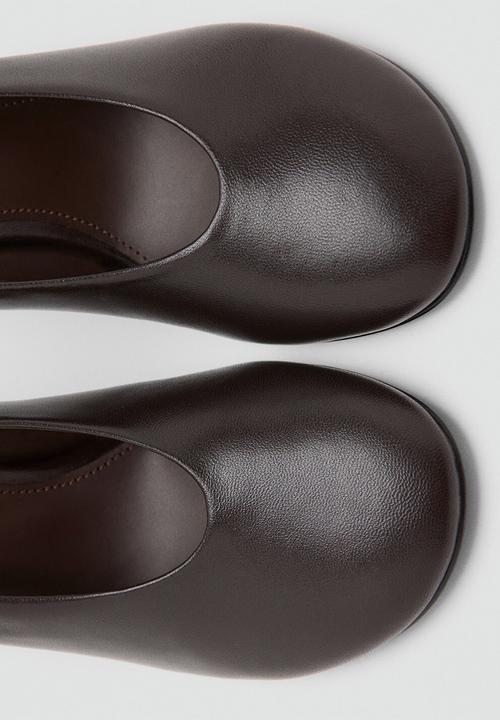 MANGO - Antonia leather heel - dark brown