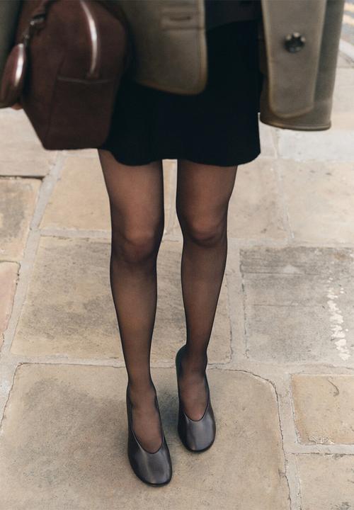 MANGO - Antonia leather heel - dark brown