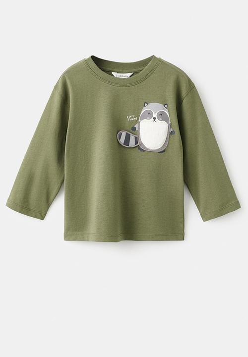 MANGO - T-Shirt racoon - Beige/Khaki