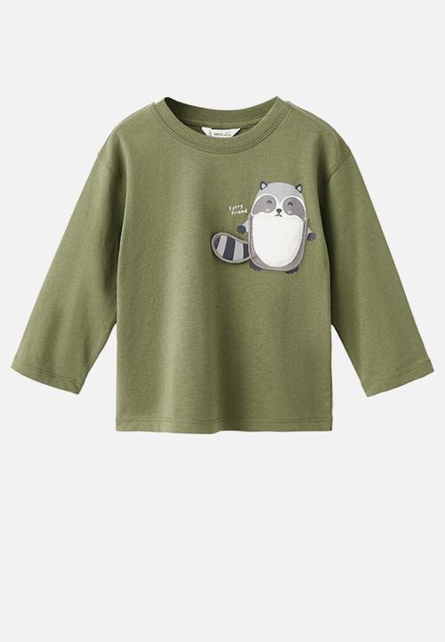 MANGO - T-Shirt racoon - Beige/Khaki