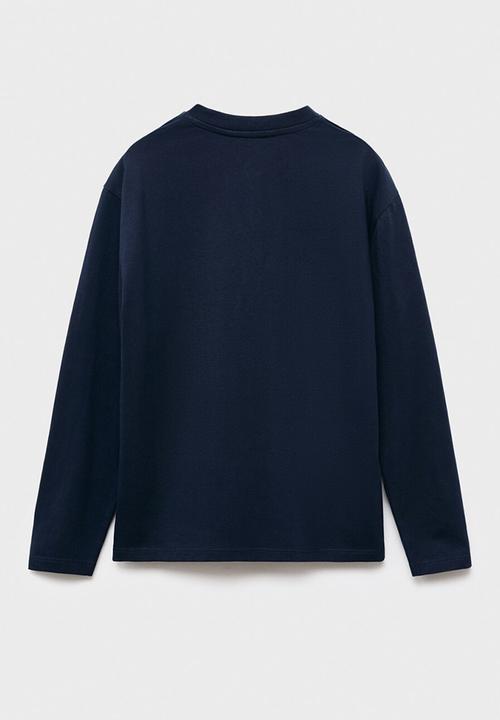 MANGO - T-shirt henley1 - navy