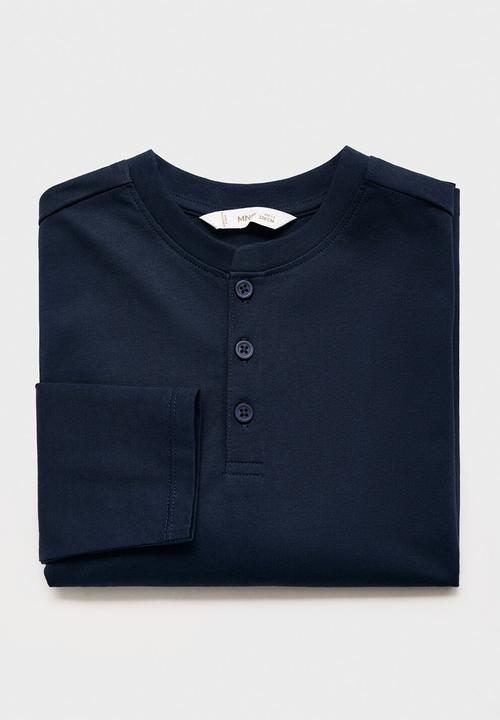 MANGO - T-shirt henley1 - navy