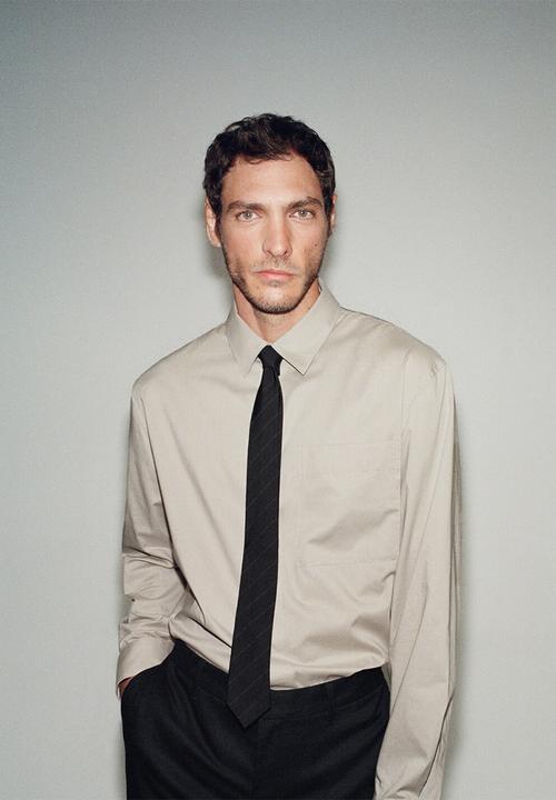 MANGO - Camisa Plain - Beige