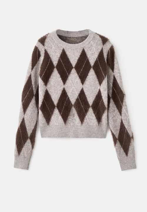 MANGO - Sweater rombete - light pastel gray
