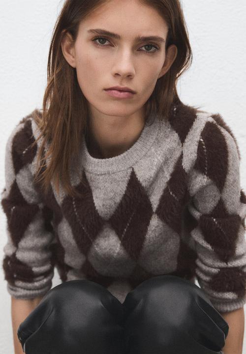 MANGO - Sweater rombete - light pastel gray