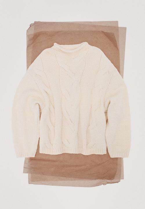 MANGO - Sweater trenzas - natural