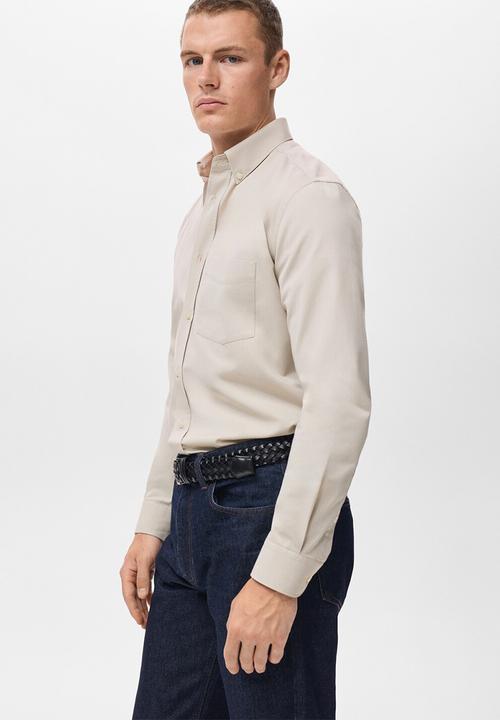 MANGO - Camisa Twill - Light Beige
