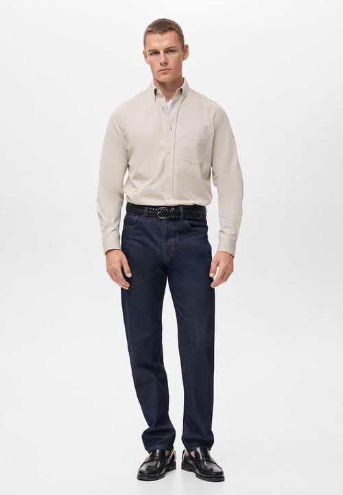 MANGO - Camisa Twill - Light Beige