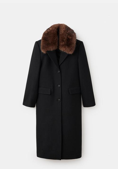 MANGO - Coat lips - black