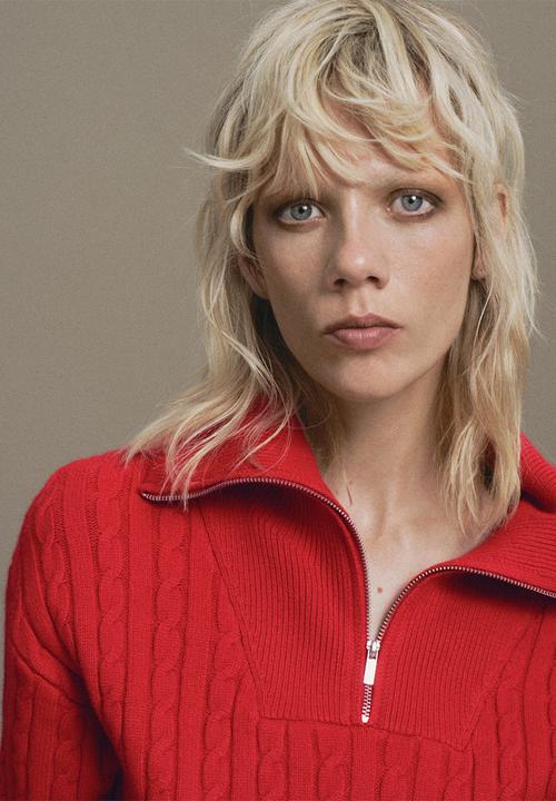 MANGO - Sweater ribraid - red