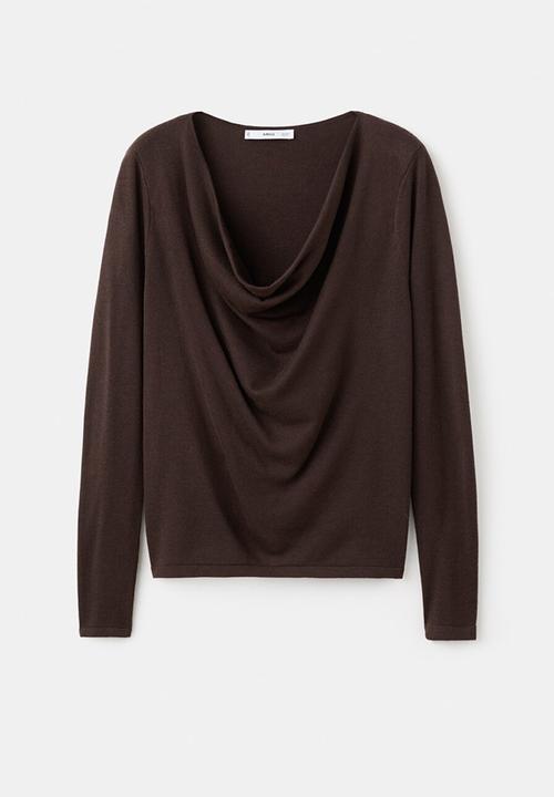MANGO - Sweater cascada - dark brown