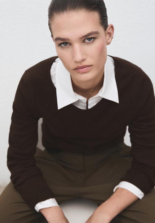 MANGO - Sweater xemeneia - dark brown