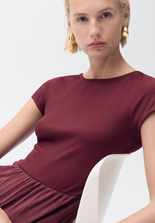 MANGO - Dress Calderam - Dark Red