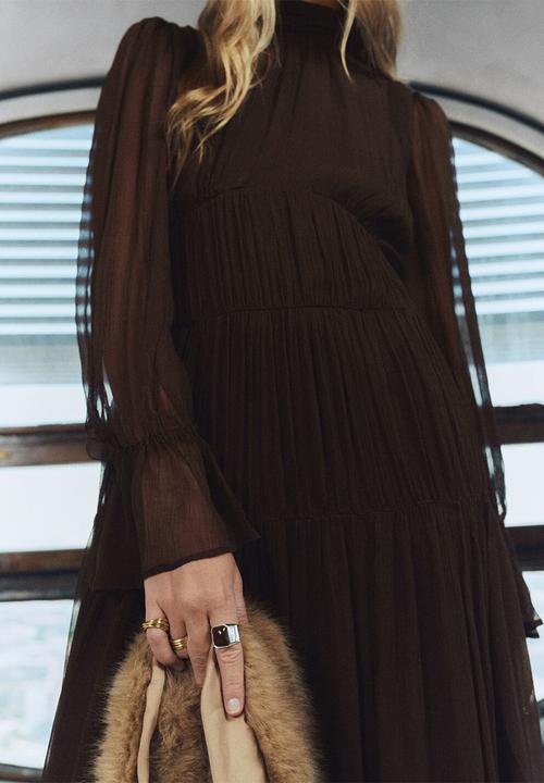 MANGO - Dress sienna - dark brown