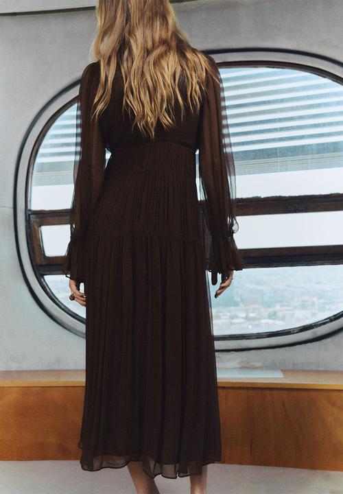 MANGO - Dress sienna - dark brown