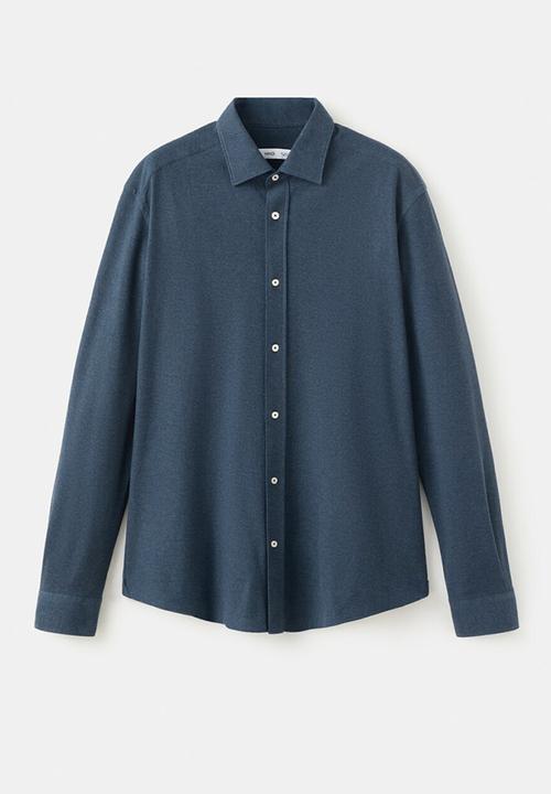 MANGO - Camisa Pique - Blue