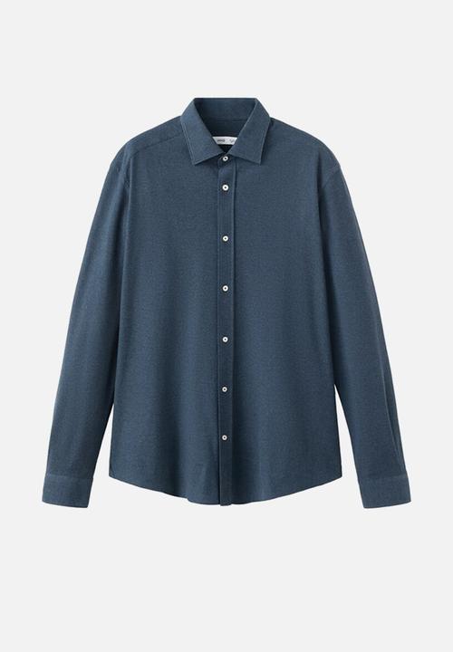 MANGO - Camisa Pique - Blue