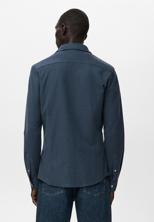 MANGO - Camisa Pique - Blue